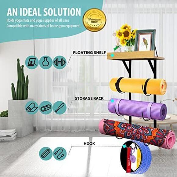 Gogogox Yoga Mat Holder – Rack with 5-Pcs Resistance Bands Set - Picture 2 of 6